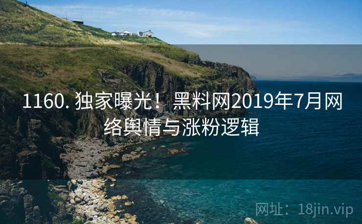 1160. 独家曝光！黑料网2019年7月网络舆情与涨粉逻辑